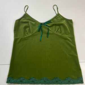 Vintage velvet cami top with lace fairycore Old Navy sz M Made in Russia
